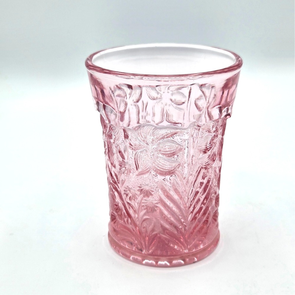 L.E. Smith Pink Dogwood with‎ Tiger Lilies Tumbler Great Condition